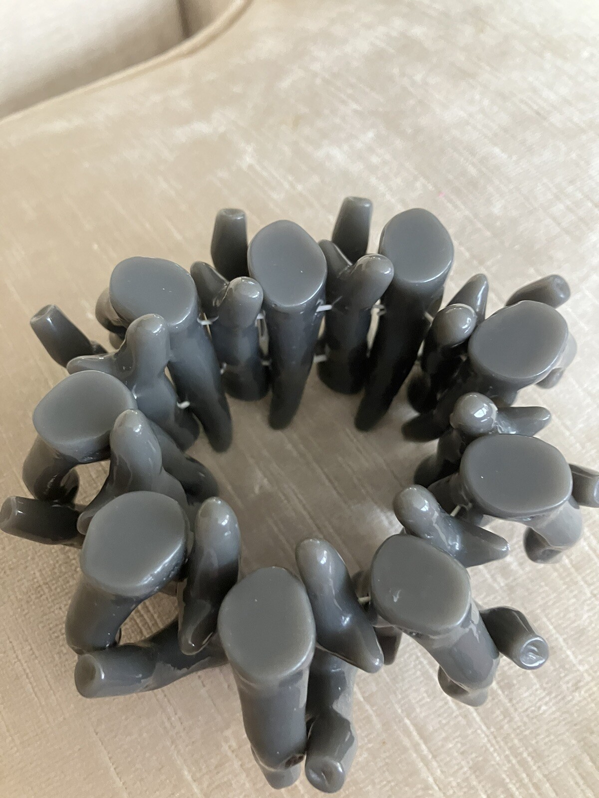 Huge Dark Grey Fake Coral Lucite Resin Chunky Stretch Bracelet Bangle