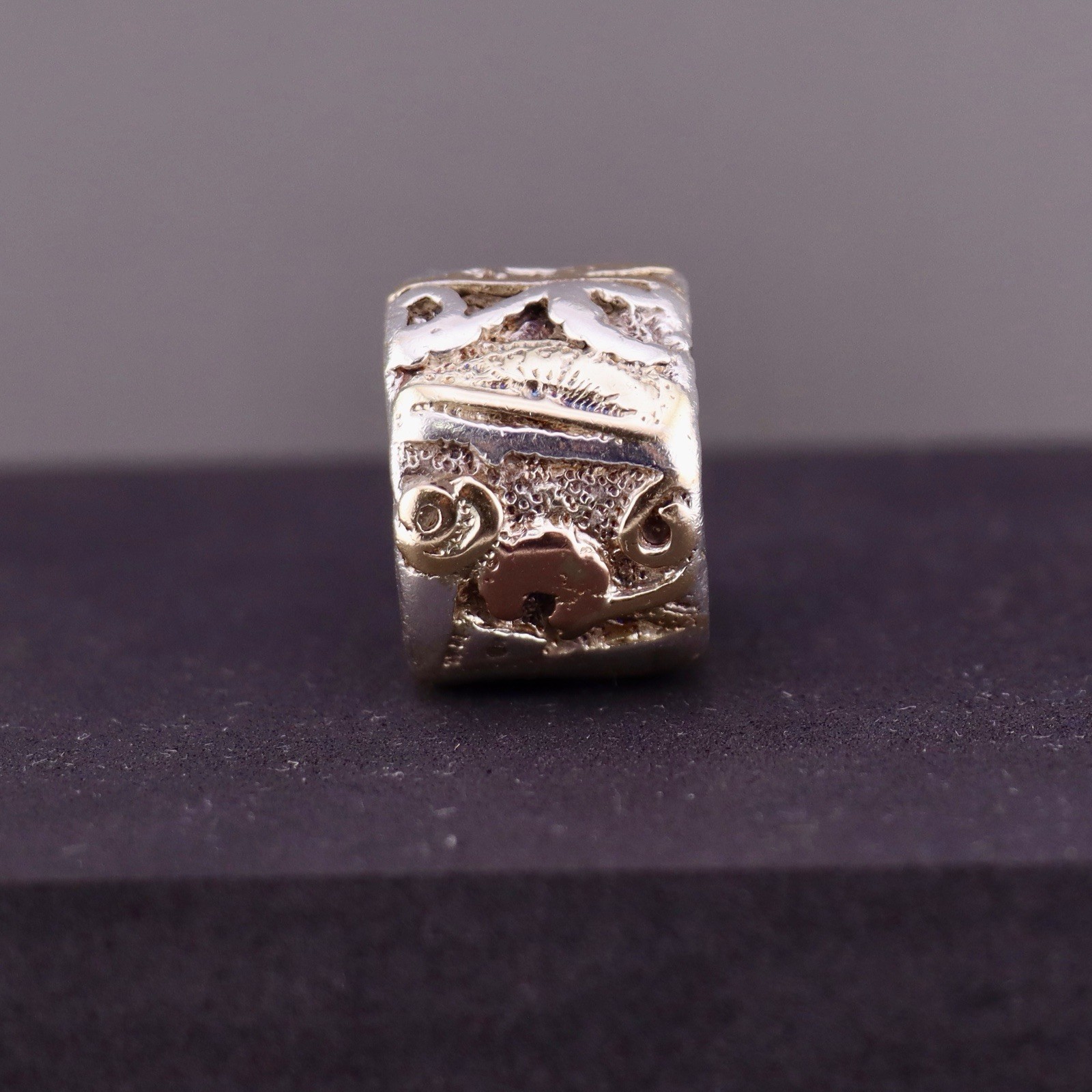 Vintage Scherr Sterling Silver 14K Gold Wide Band Ring Size 6.5 18g