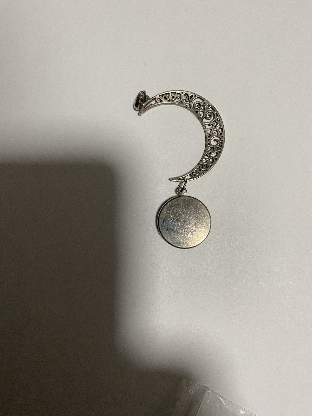Vintage Crescent Moon With Tree Of Life Pendant, Silver Tone