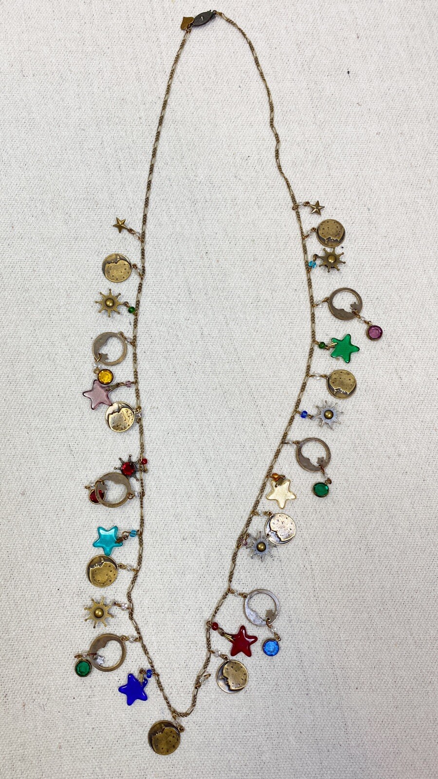 Glass Works Studio Celestial Moon and Stars Charm Necklace *missing One Charm*
