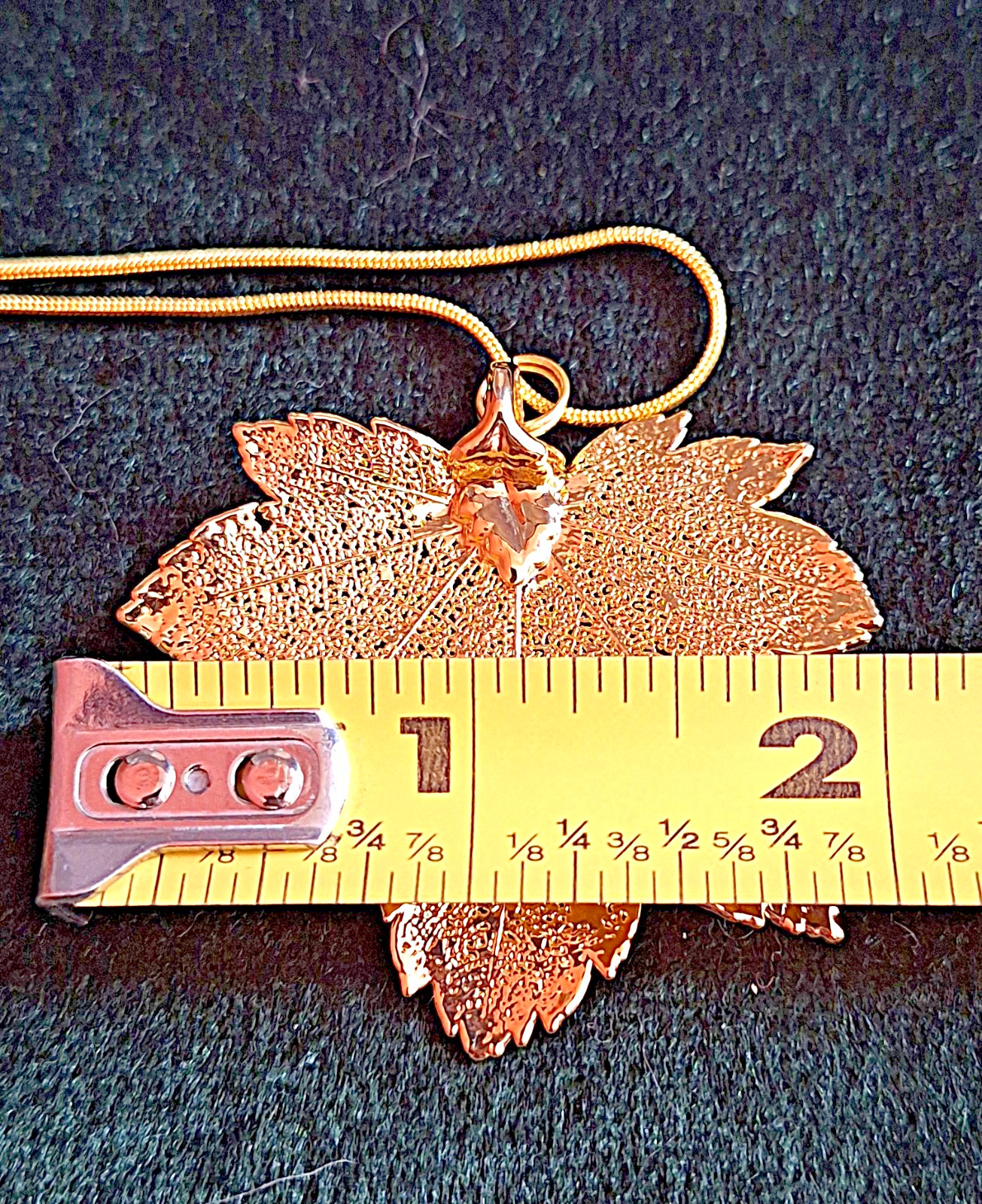 Vintage Canadian Sugar Maple Leaf 24K Gold Dipped Pendant on a 18KGP Snake Chain
