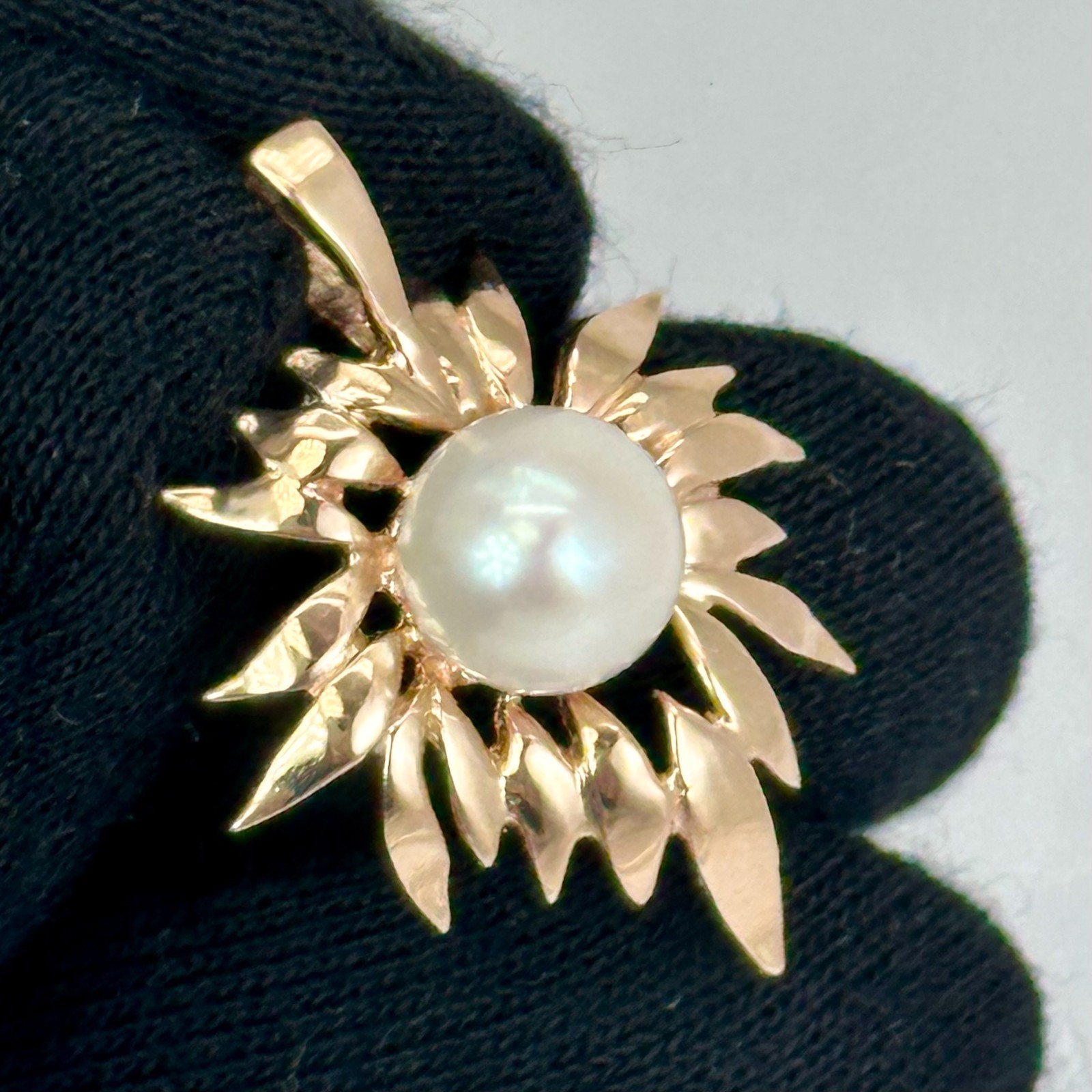 Vintage Original Soviet Rose Gold 583 14k Pendant With Cultured Pearl