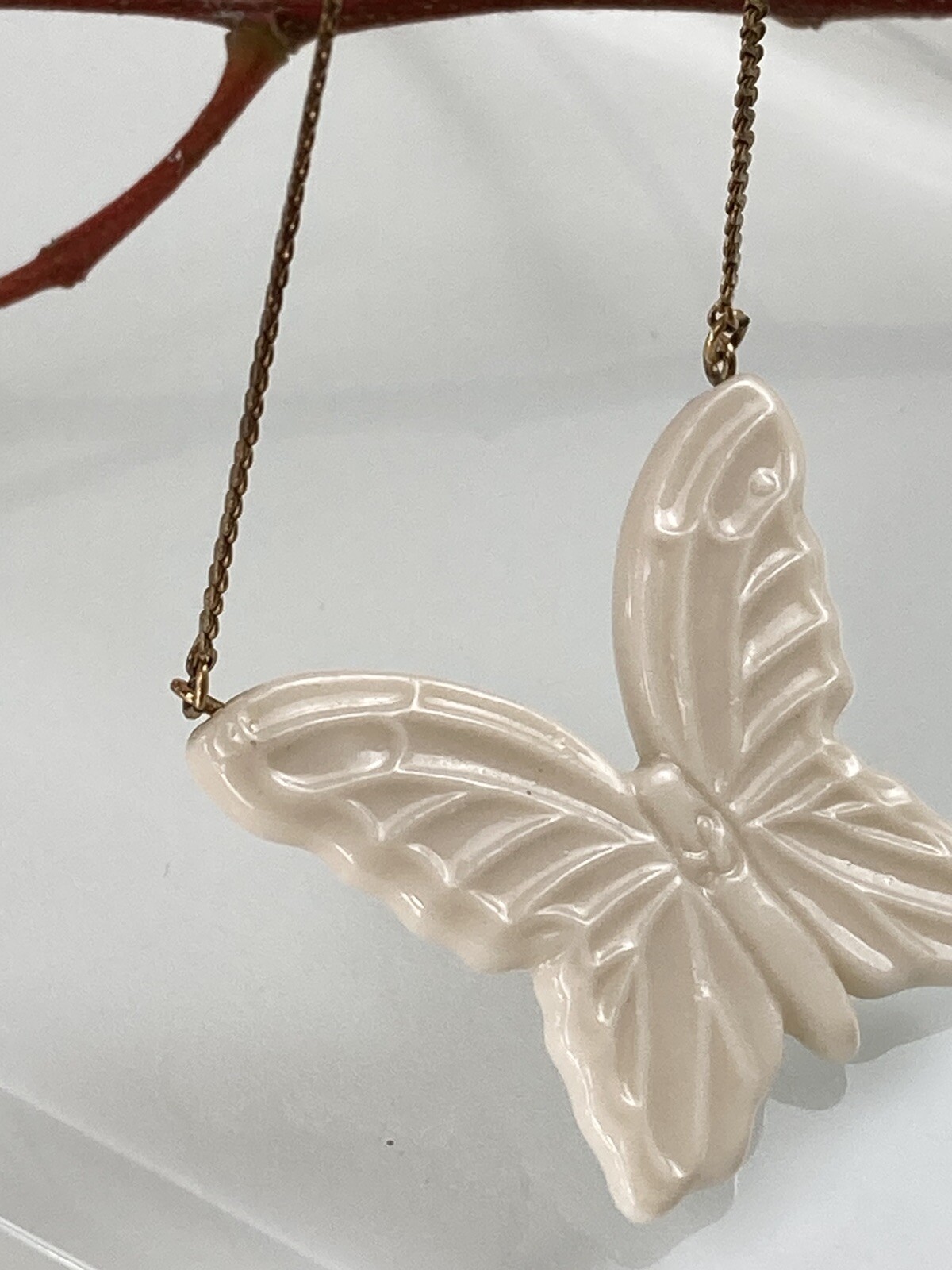 VTG 1/20th 12k Gold Filled Lenox Butterfly Pendant Serpentine Necklace 18.25″L