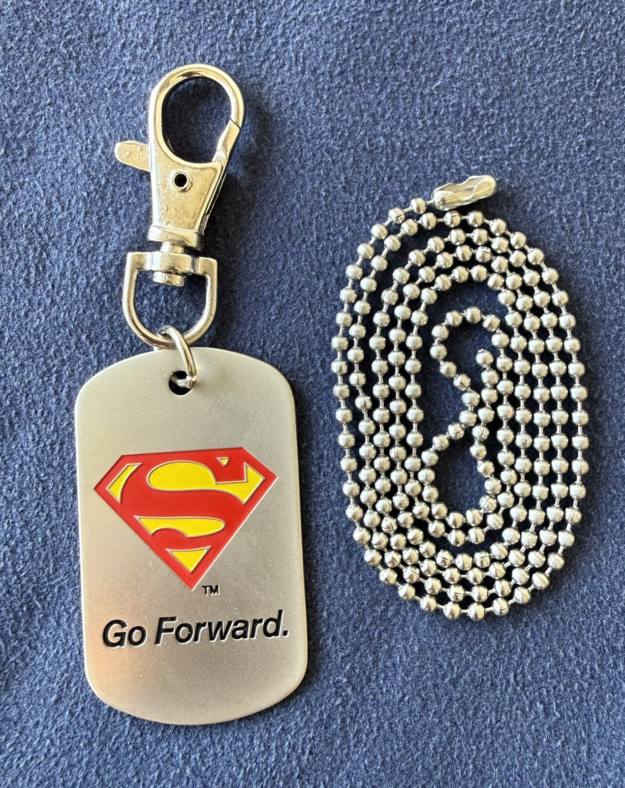 Christopher Reeve Foundation, Superman “Go Forward.” Keychain, Dog Tag