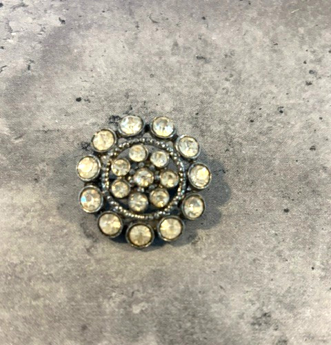 Vintage Lot of 2 Silver Tone Flower/ Snowflake Brooch Pin Set Rhinestone