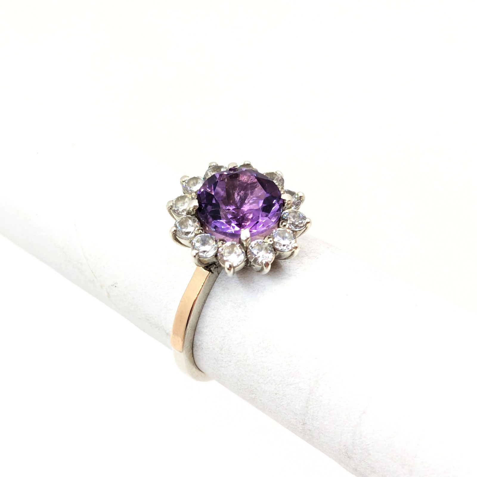 Vintage Luxury RING Silver 925 with Bright Amethyst -size: 7.5US (17.5mm) | #110