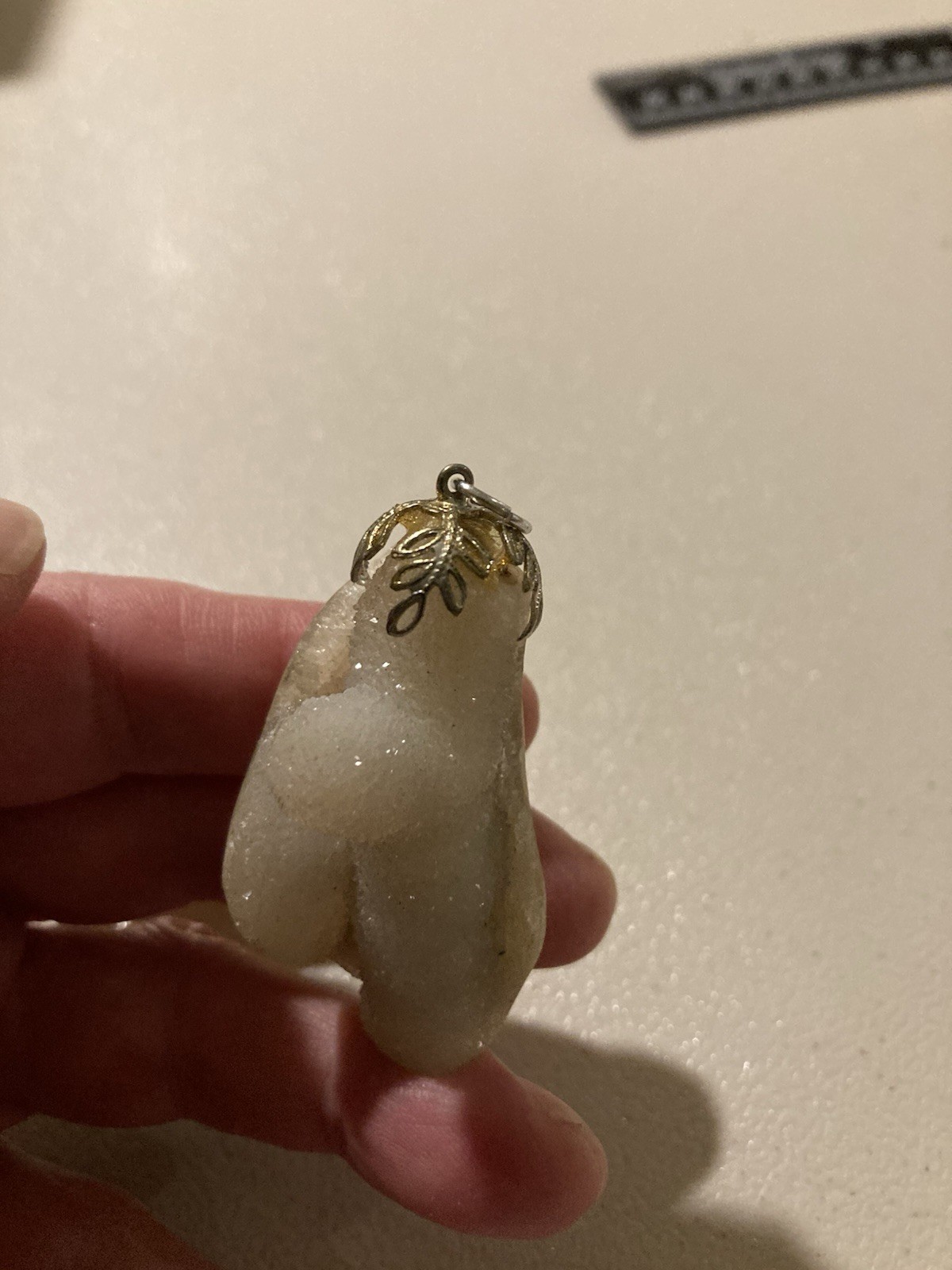Antique white Coral Pendant Agatized Sparkle 20 Million Years Old