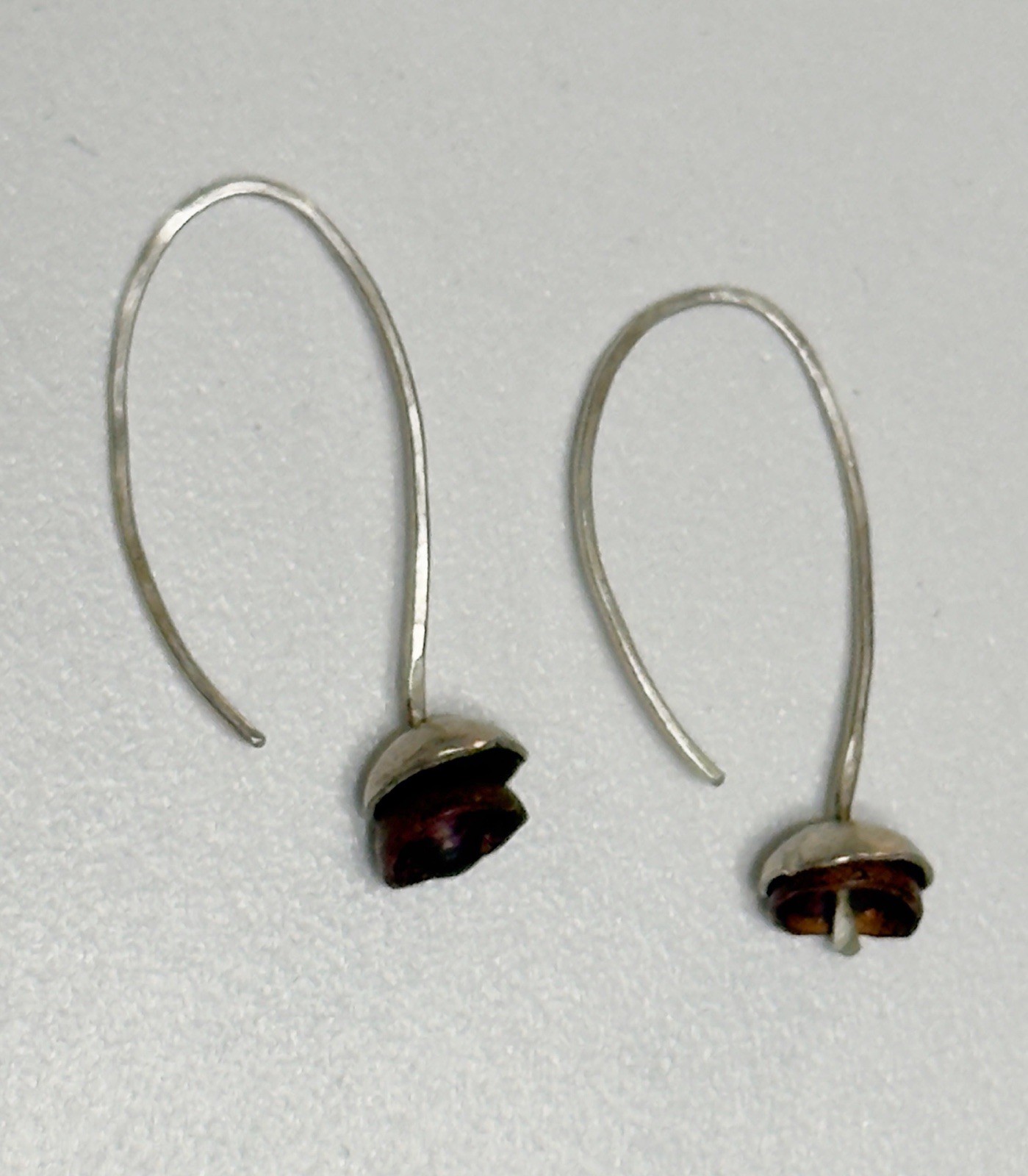 Petit flower Vintage Sterling Silver earrings Fishhook back Unmarked Artesian