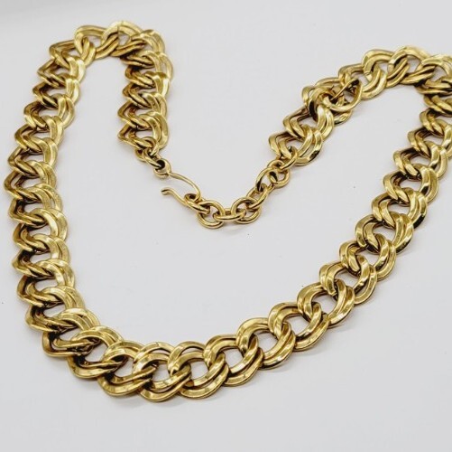 MONET Necklace Double Loop Gold Tone Chain Vintage 1980’s Style 21 in
