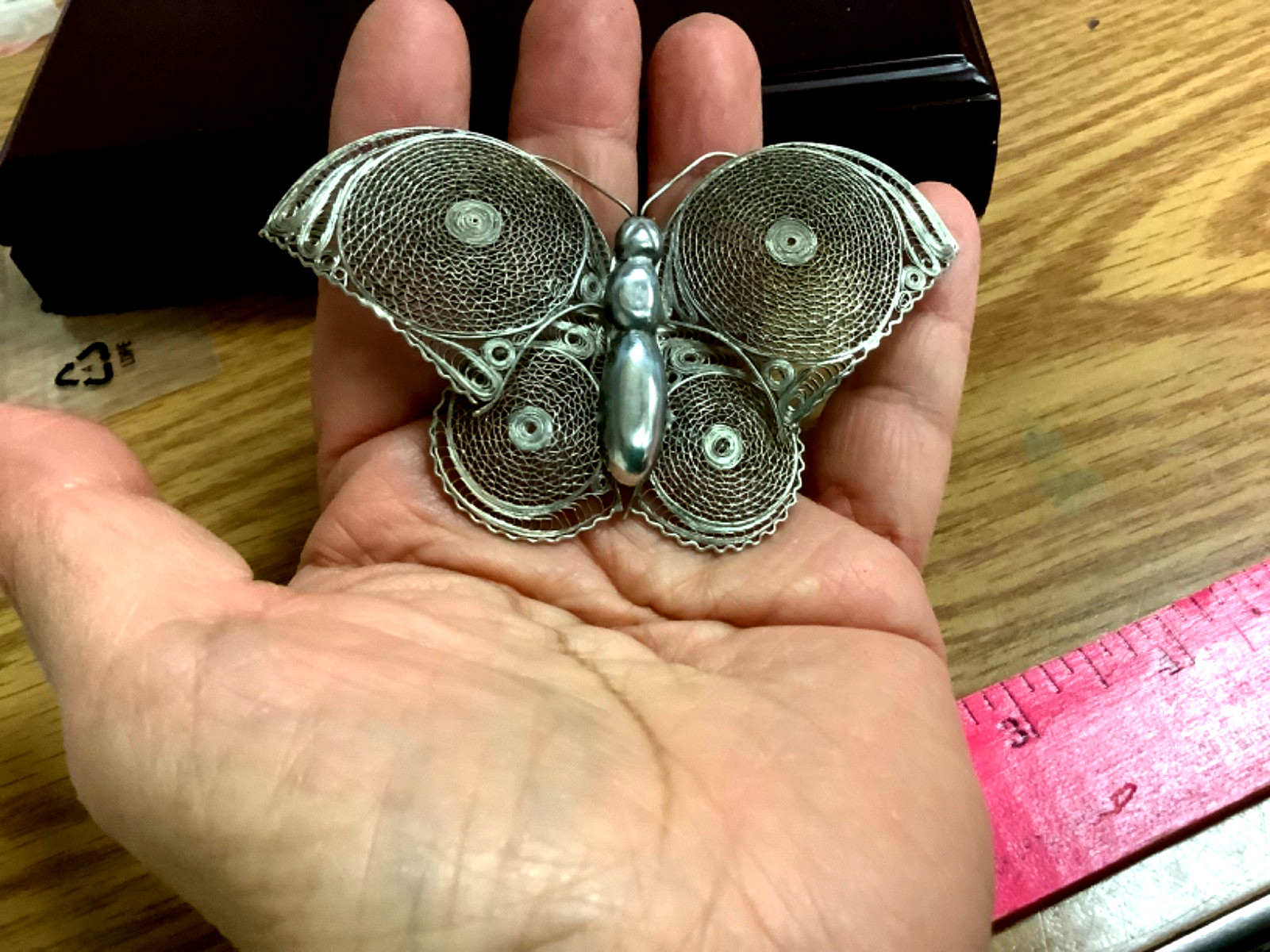 Amazing Vintage Mexico Sterling Silver Large 4” Butterfly Pin Brooch ~ Signed