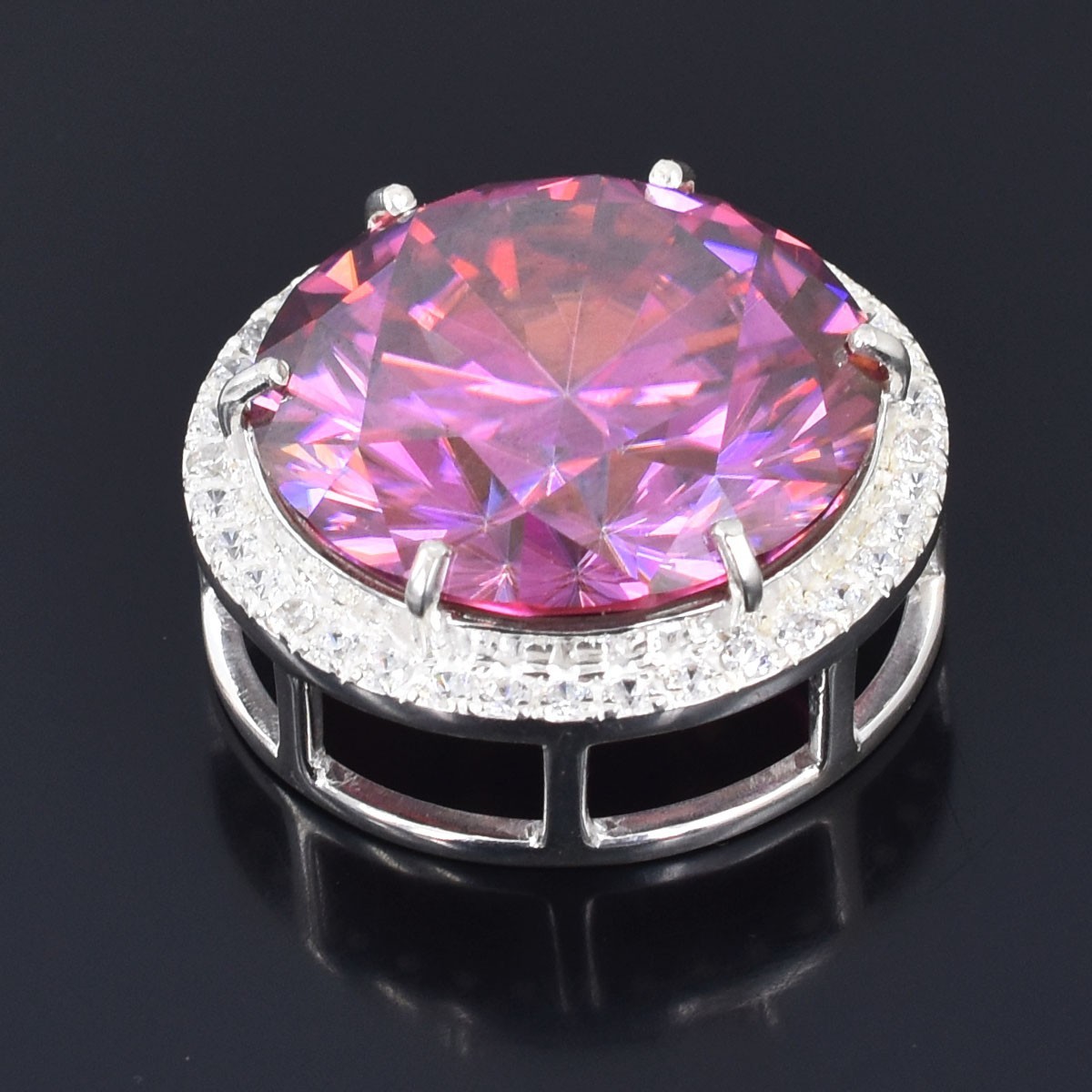 RARE 14 Ct Pink Diamond Solitire Necklace-Amazing Shine-FREE Diamond Studs