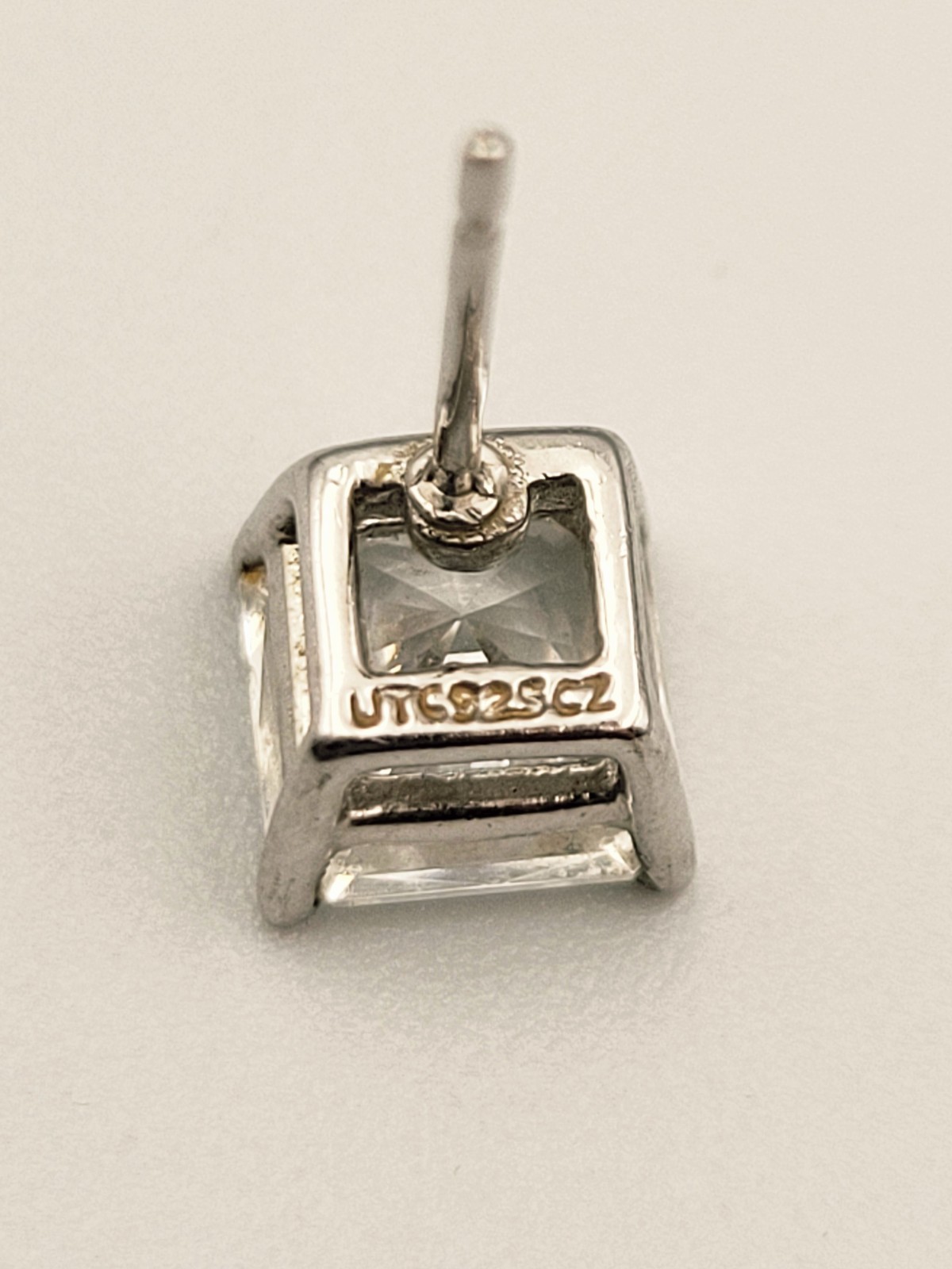UTC sterling silver princess cut CZ stud earrings