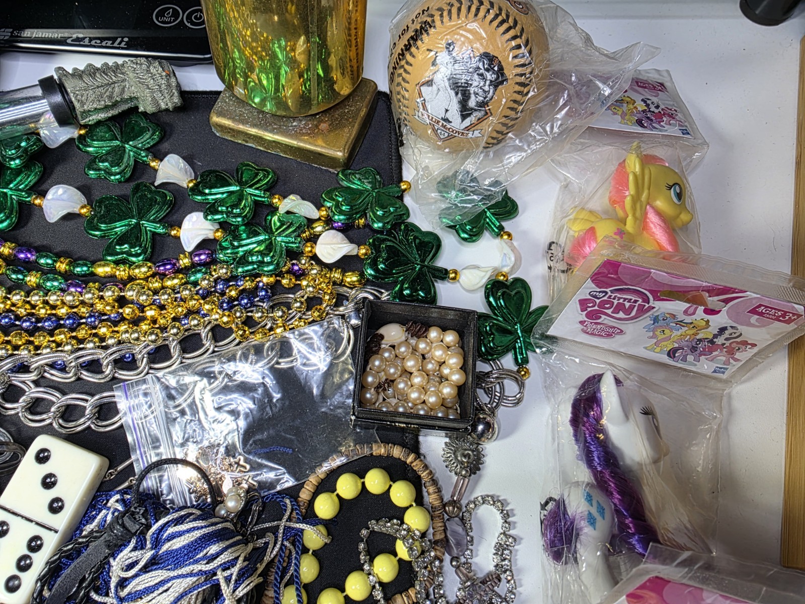 Vtg -Now JUNK drawer Jewelry Lot Scrap Harvest salvage craft Findings beads #8