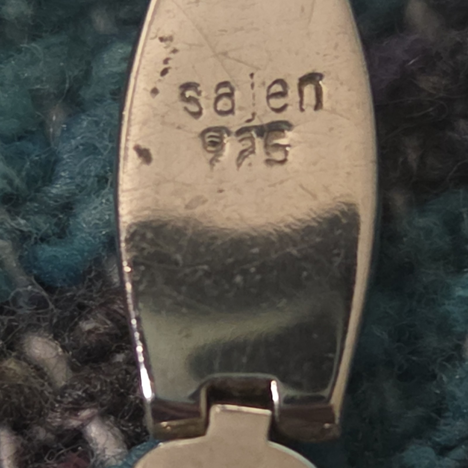 Sajen Signed 925 Sterling Silver Abalone Shell & Mother of Pearl Bezel Pendant