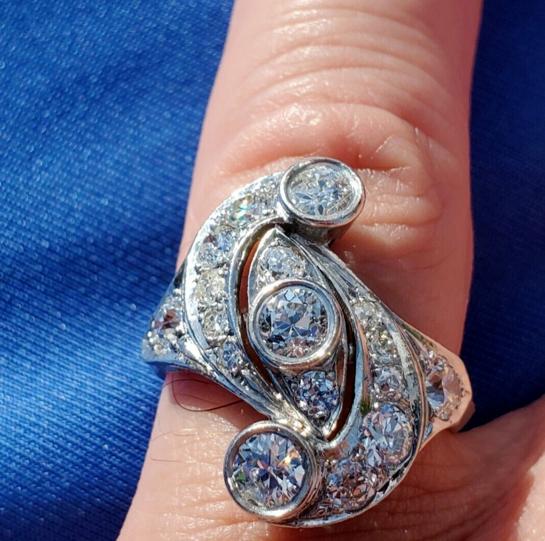 Original EARTH MINED DIAMOND European cut Deco Engagement Ring Vintage 14K GOLD