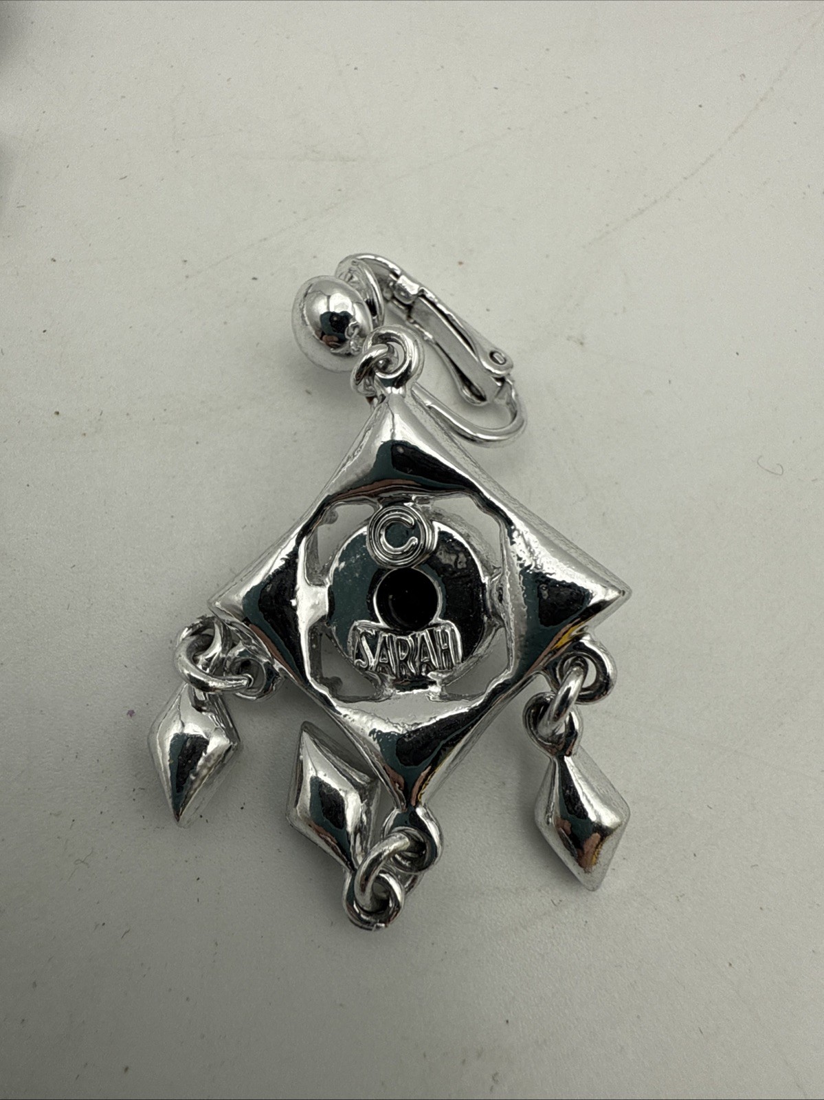 1973 SARAH COVENTRY Operetta Rhinestone Silver-Tone Diamond Brooch & Earrings