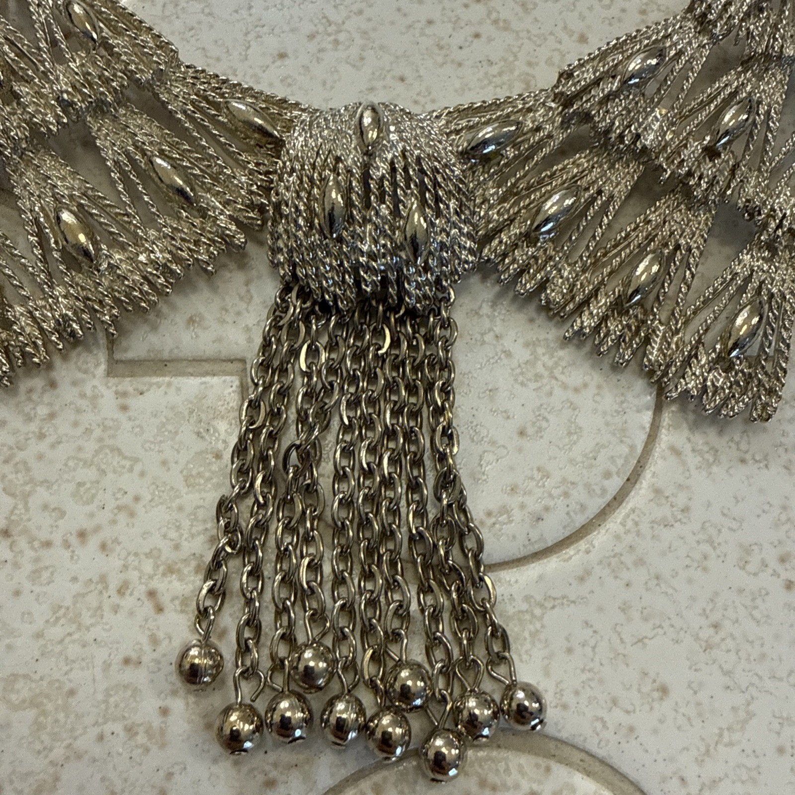 Vintage Florenza Ornate Tassel Necklace Elegant Formal Conversation Piece