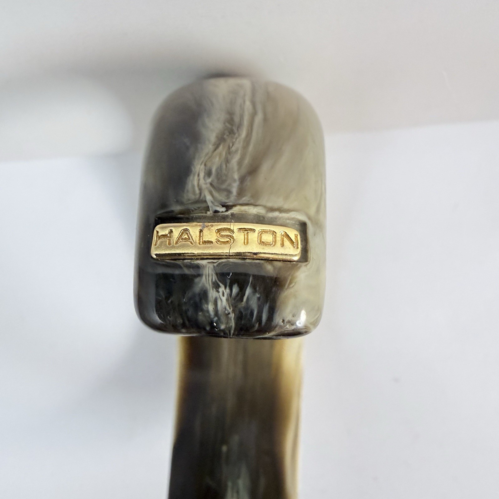 RARE Vintage HALSTON Couture Acrylic Lucite Swirl Cuff Bracelet Earth Tone