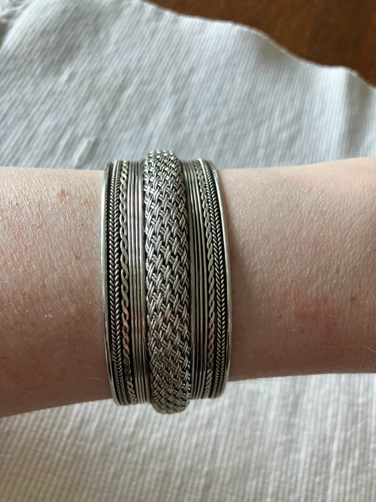 Vintage Sterling Silver Braided Cuff Bracelet ITALIAN