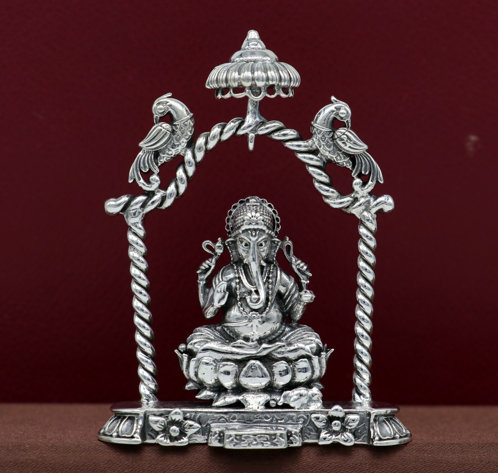 925 pure silver God Ganesha statue, figurine, puja article home temple art05