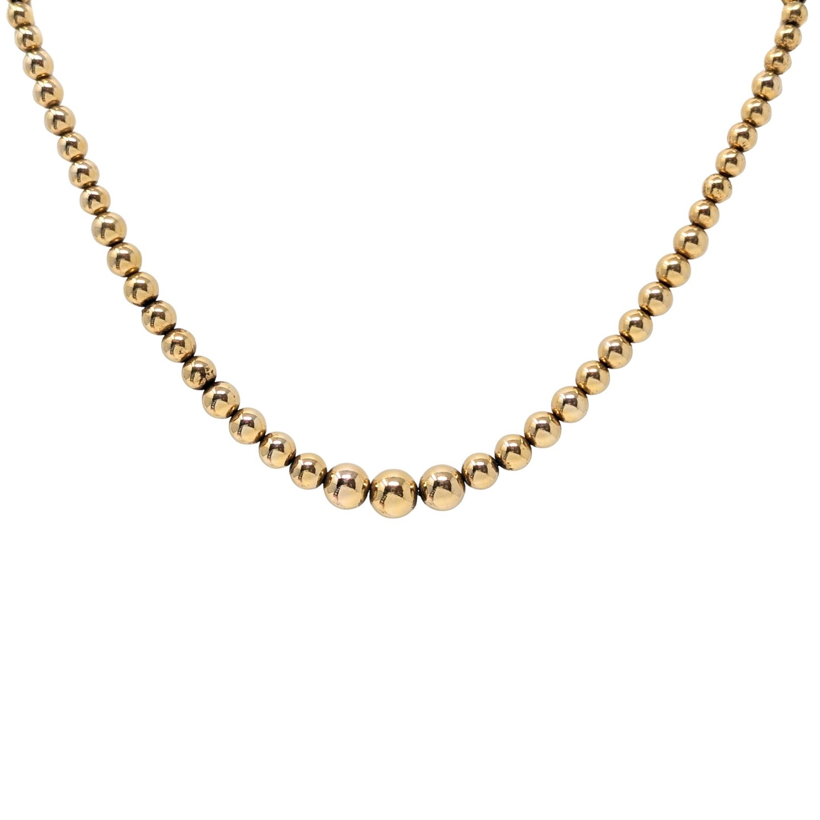 Vintage Van Dell 1/20 12K GF Gold Filled Graduated Bead Ball Necklace, 15.5”