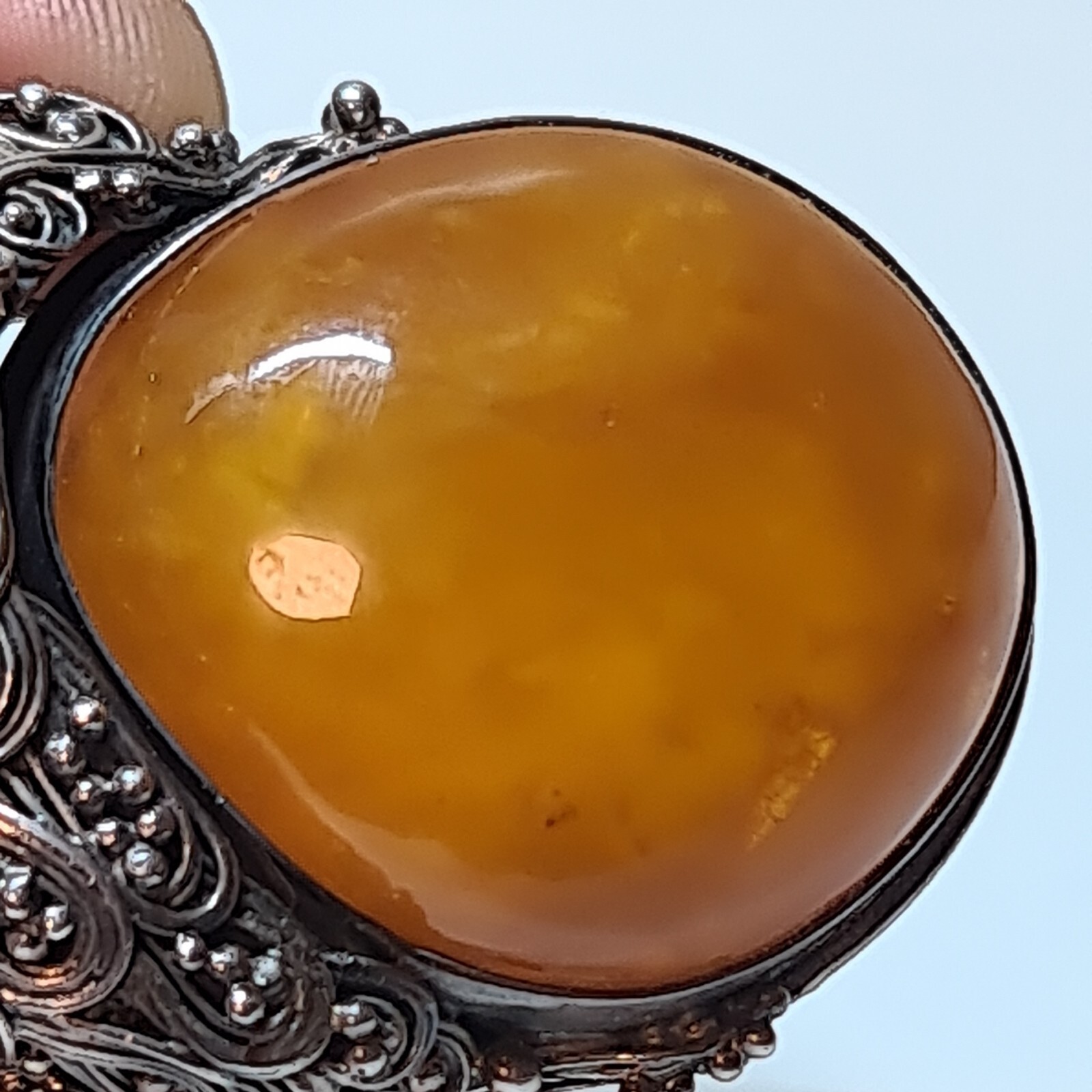 Silver brooch 900 try .with natural amber. Brooch Peacock Tail . made to order .