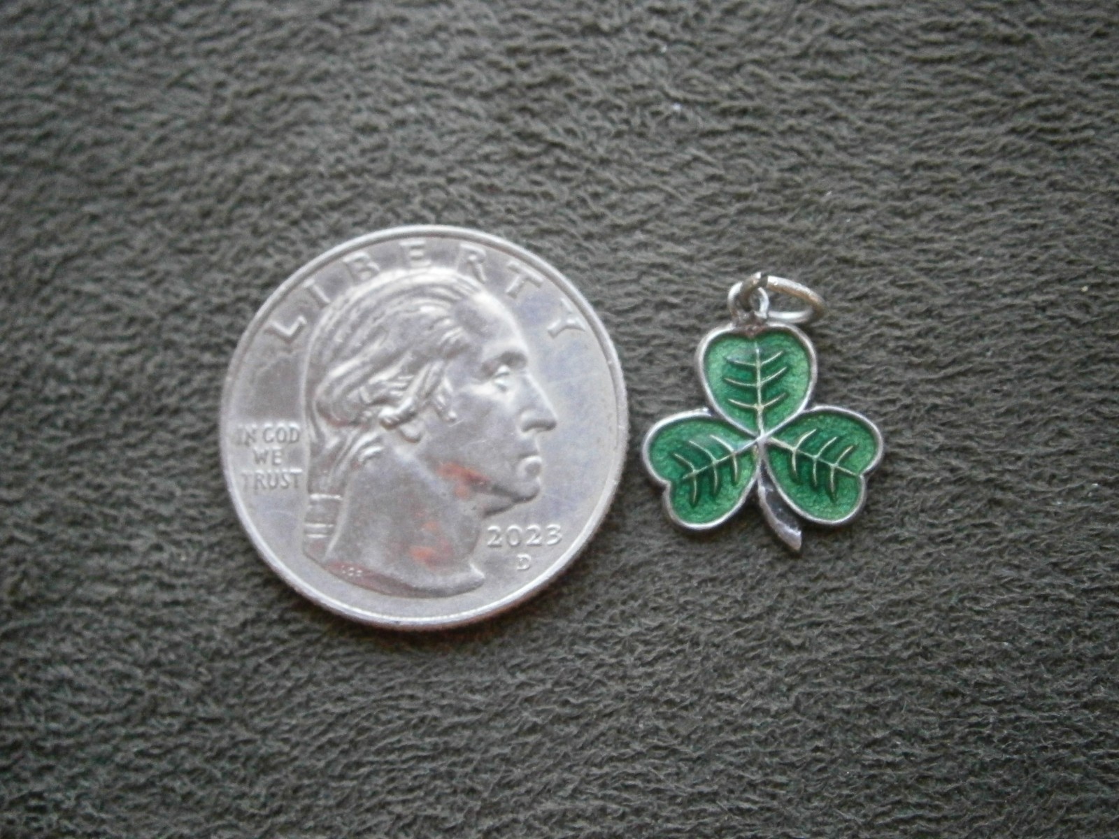 Small Lucky Irish Shamrock Vintage Sterling Silver Enamel Bracelet Charm Pendant