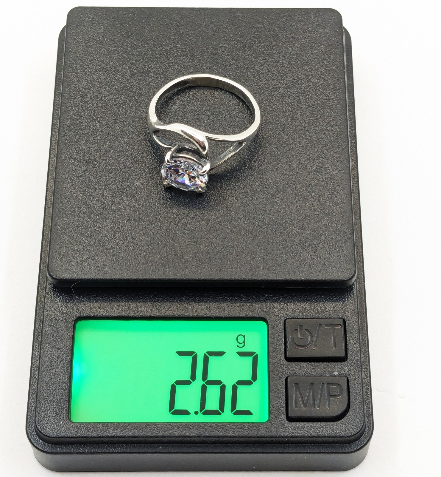 Vintage Elegant RING Silver 925 with Bright Stone-size: 7.5US(17.5mm) Ukraine#16