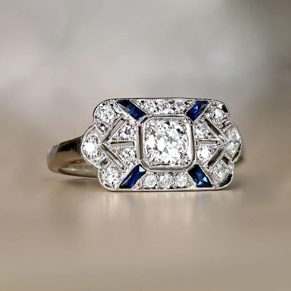2.25Ct Vintage Art Deco style Lab Created Diamond Wedding 14K White Gold FN Ring
