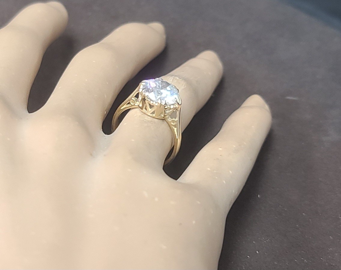 14k Yellow Gold Vintage Engagement Ring 2.82 Carat Natural Round Diamond
