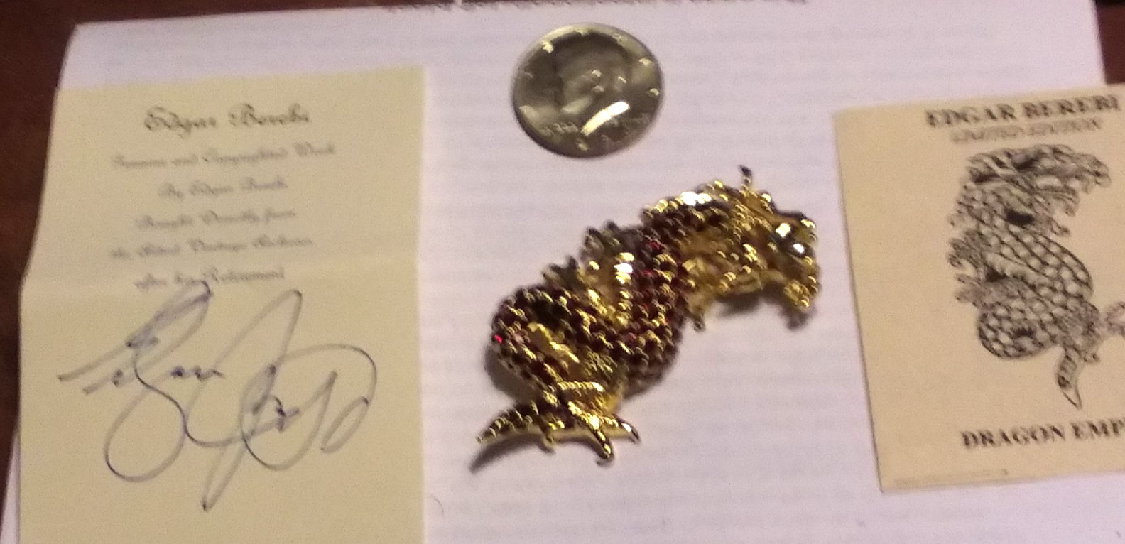 Vtg 1999 RARE Edgar Berebi Limited Ed. Princess Imperial Dragon GP Brooch