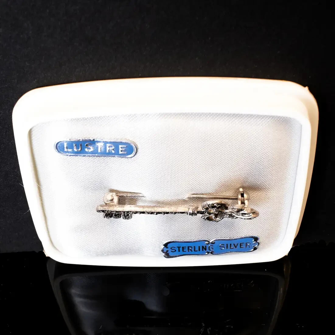 VTG Lustre Sterling Silver Marcasite 21st Birthday Anniversary Key Brooch Pin