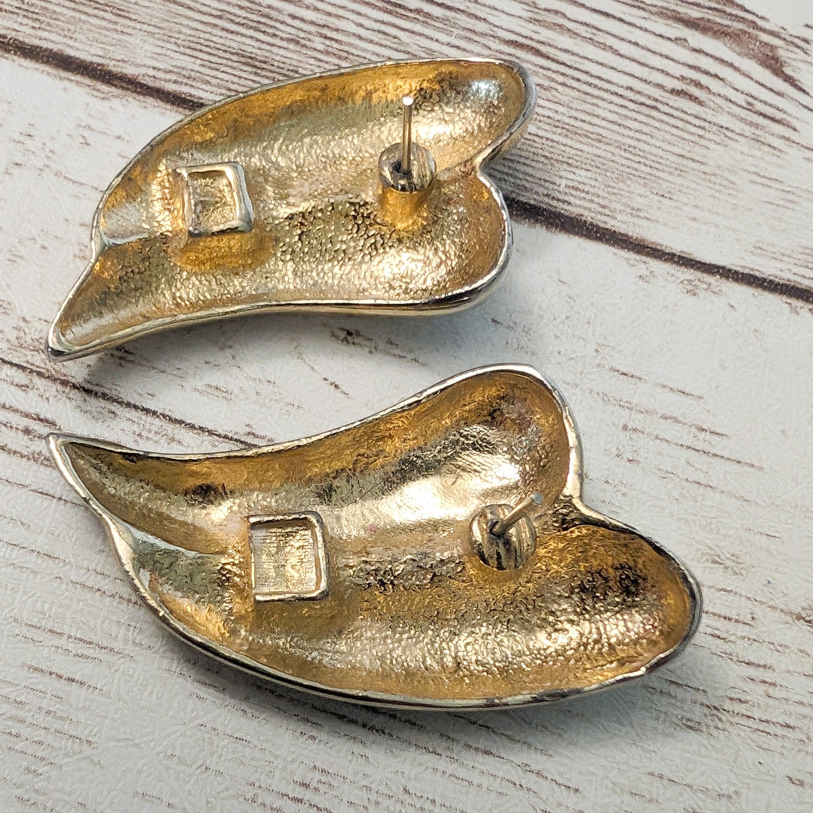 Vintage Earrings For Pierced Ears – 1 & 5/8″ Double Swish – Fair Condition