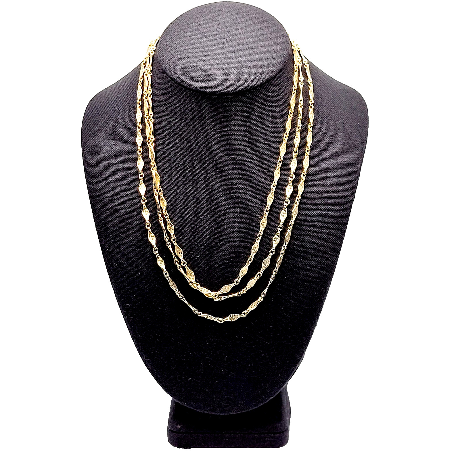 Napier Flapper Length Elongated Textured Link Chain Vtg Necklace Signed 60 Inch