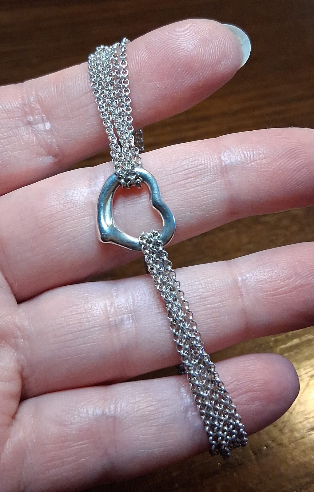 Vintage Italy Sterling Rolo Chain Bracelet with Heart Charm 7″ See Pics/Descript