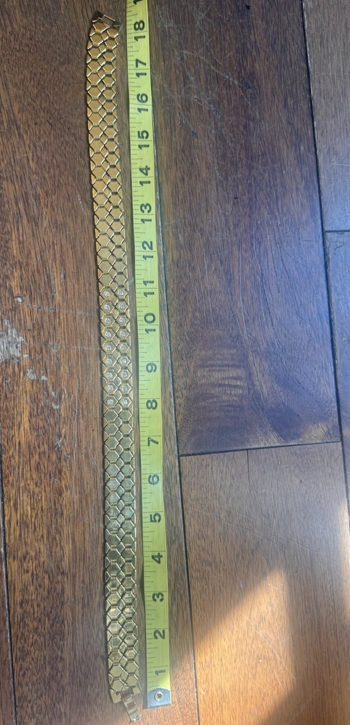 Vintage Monet Gold Tone Honeycomb RHINESTONE Statement 18″ CHOKER Necklace FLAT