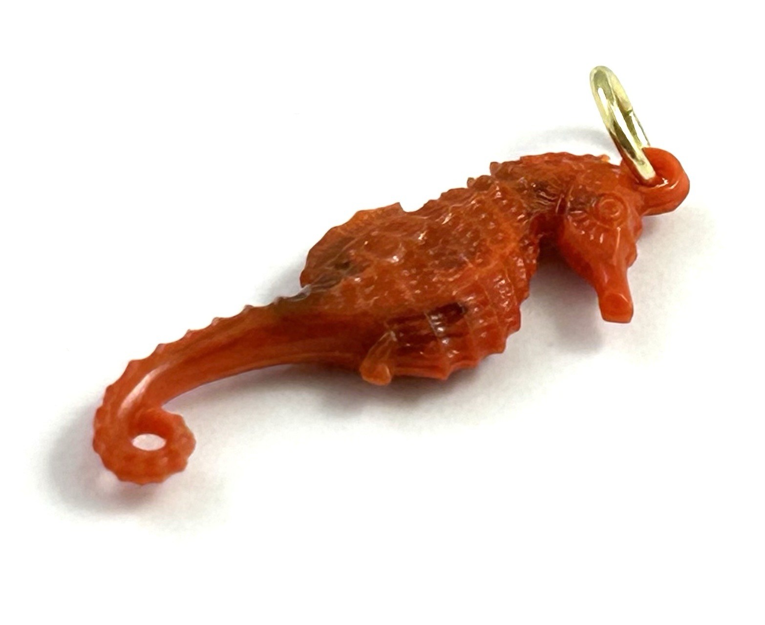 Vintage Charm Necklace Pendant Seahorse Orange Plastic Beach Jewelry For Women