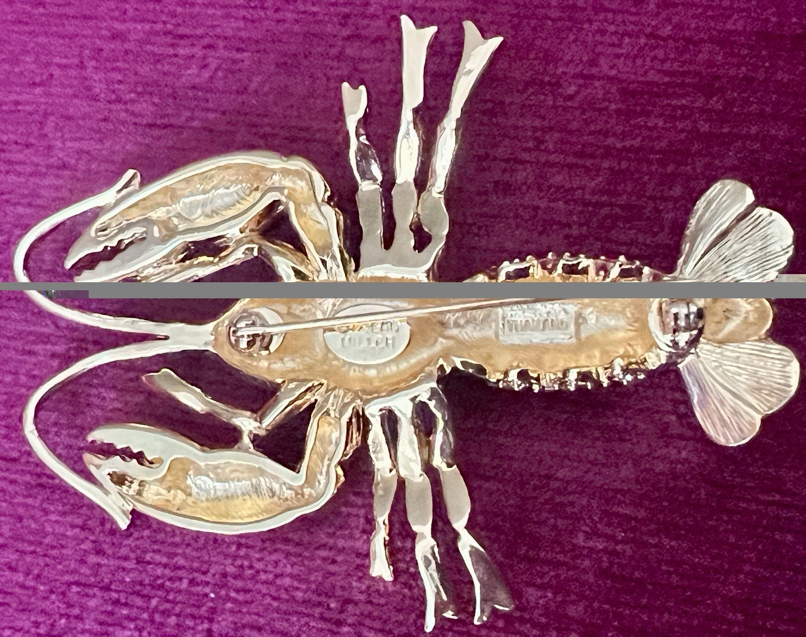 FABULOUS SIGNED NOLAN MILLER 1980s RED RUBY LOBSTER BOOCH 3” EXCELLENT CONDITION