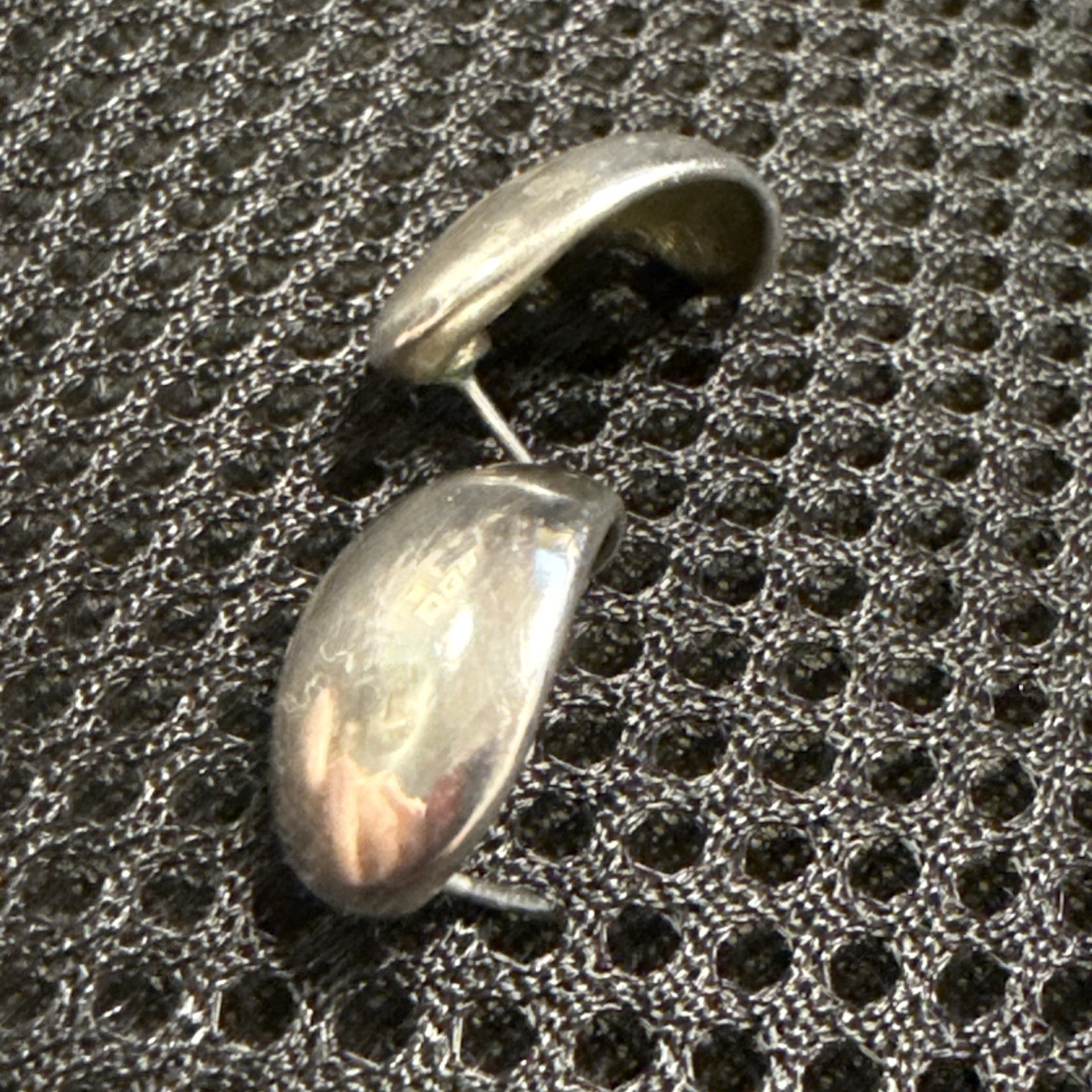 Vintage Silver Modernist Triangle Cuff Abstract Stud Earrings