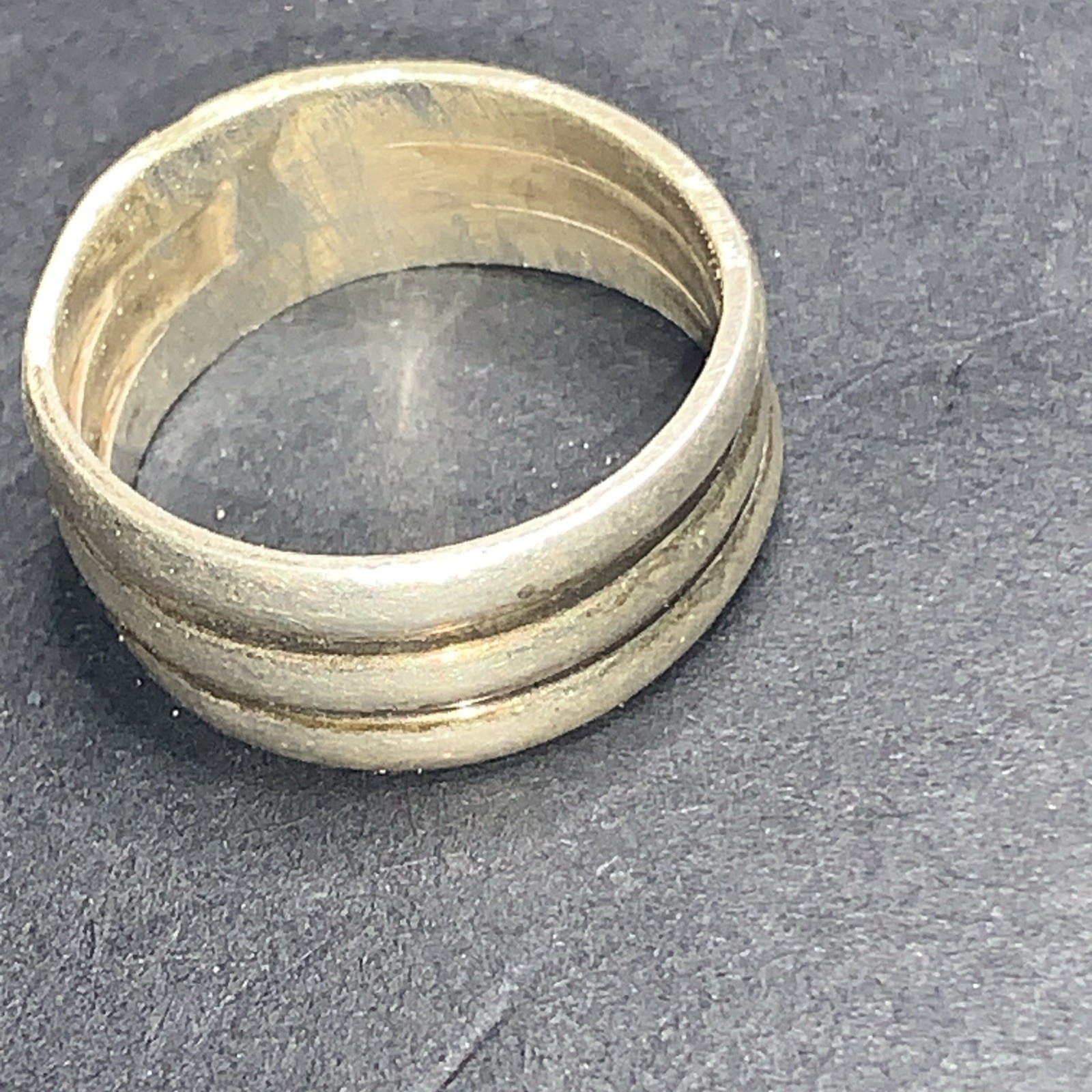 STERLING SILVER .925 Lot Ring 026 Sz 6 3 Tri Stack Stacked Stackable Bands Band
