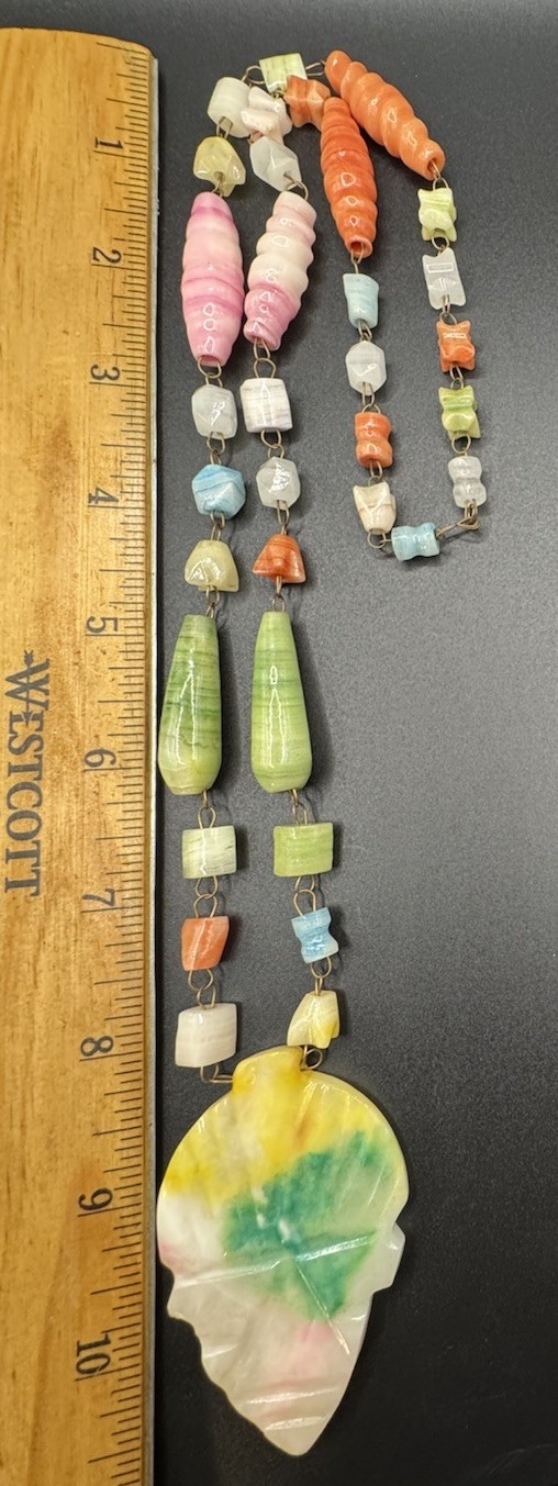 Vintage Pastel Tropical Island Art Glass Beaded Statement Necklace