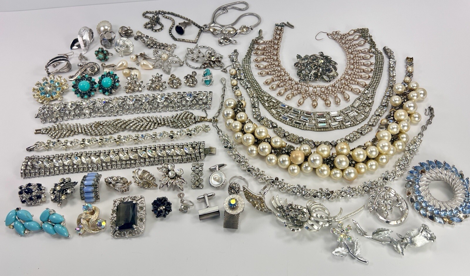 Vintage Kramer Bogoff Lisner + Rhinestone Jewelry Repair Parts Craft Lot #1