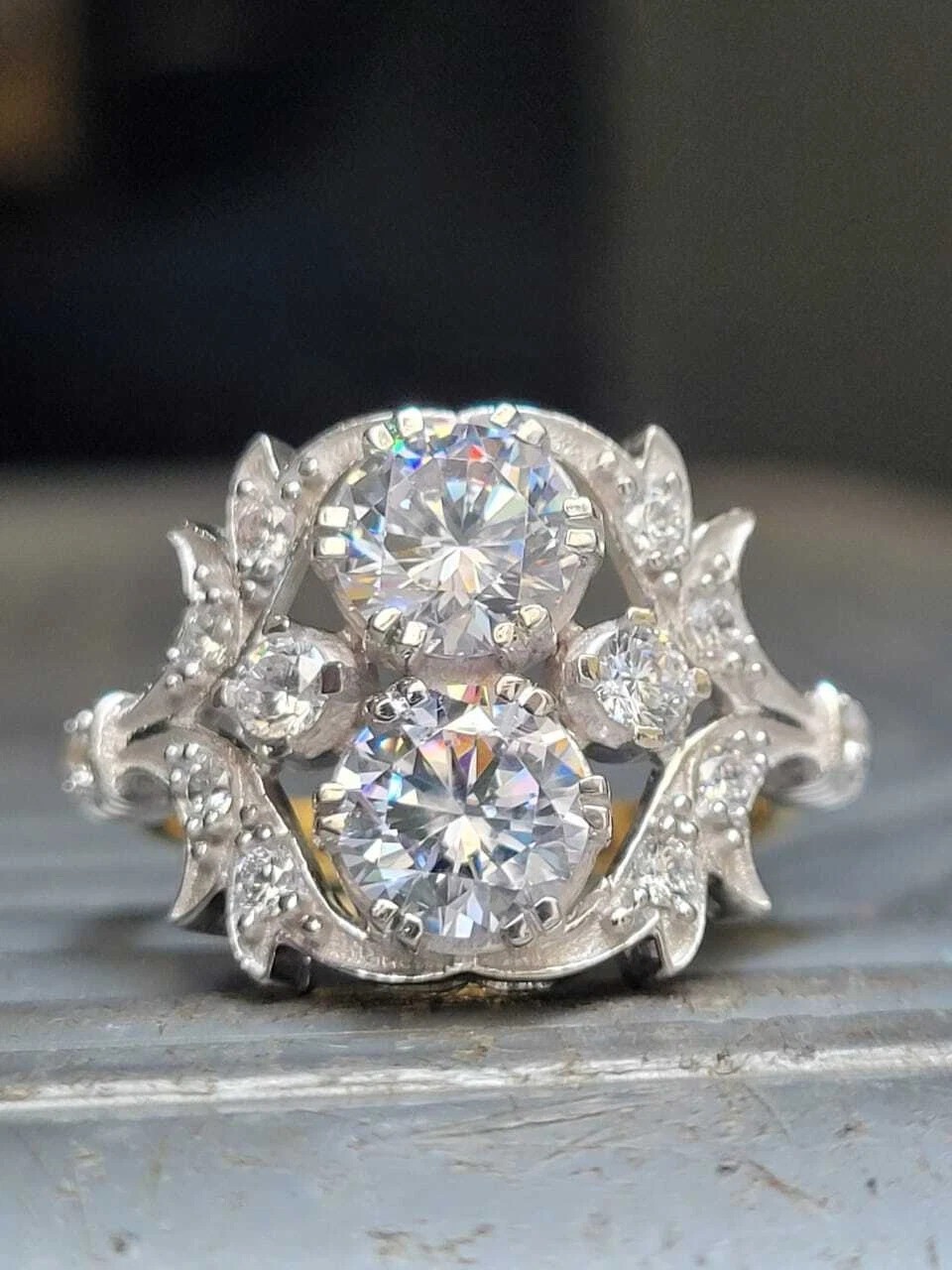 Art Deco Style 2.5Ct Round Cut Lab Created Diamond 925 Silver Engagement Ring