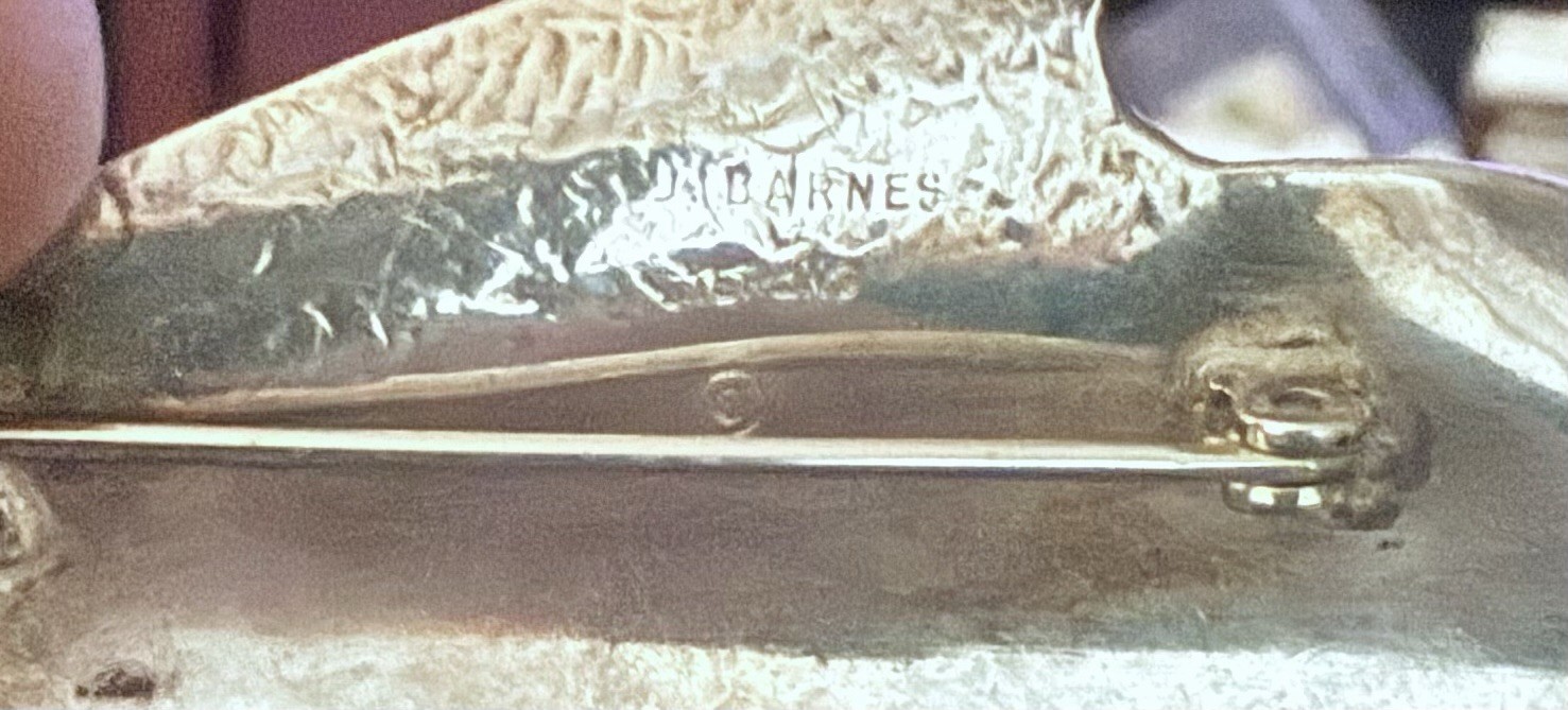 J. Barnes Signed Sterling Silver MCM Pearl Pin 3 Inches Long 10.9 Grams