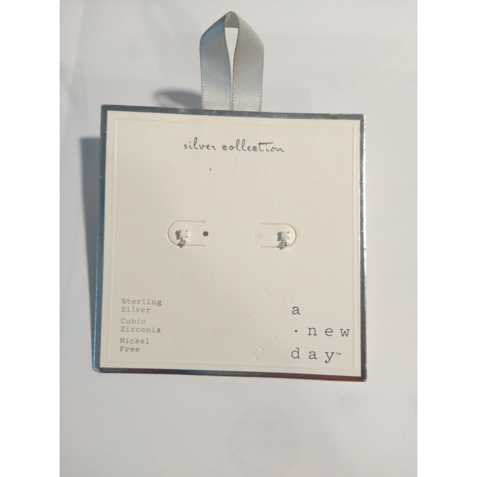 A New Day 925 Sterling Silver CZ Dainty Stud Earrings Nickel Free ES1