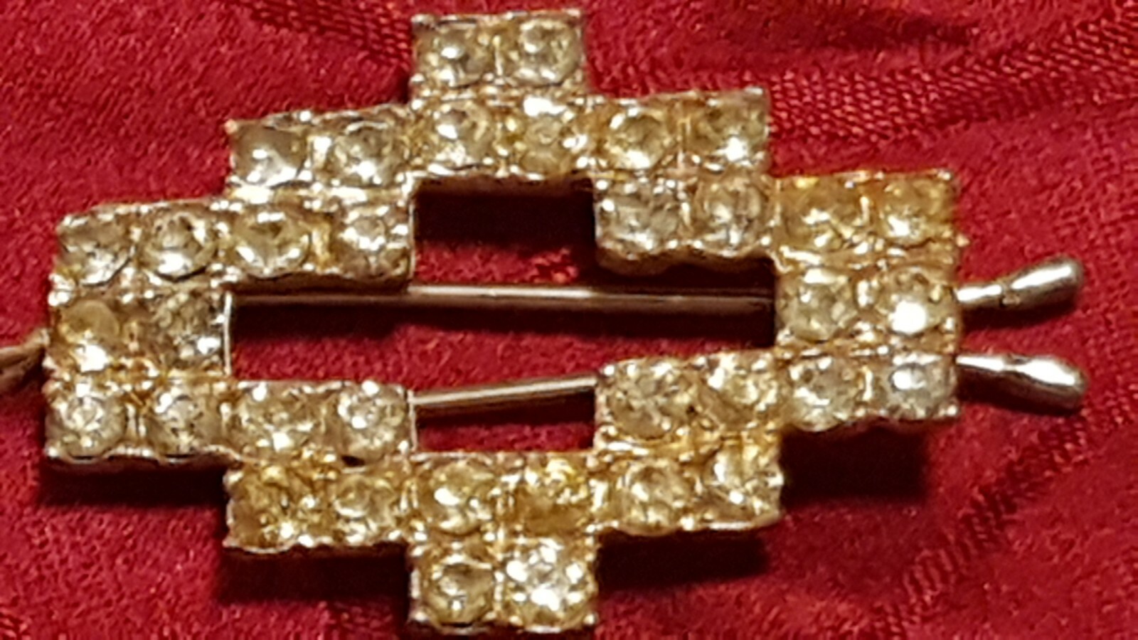 Vintage Rhinestone Hair Barrette Early 80’s Gold tone Yellow Stones None Missing