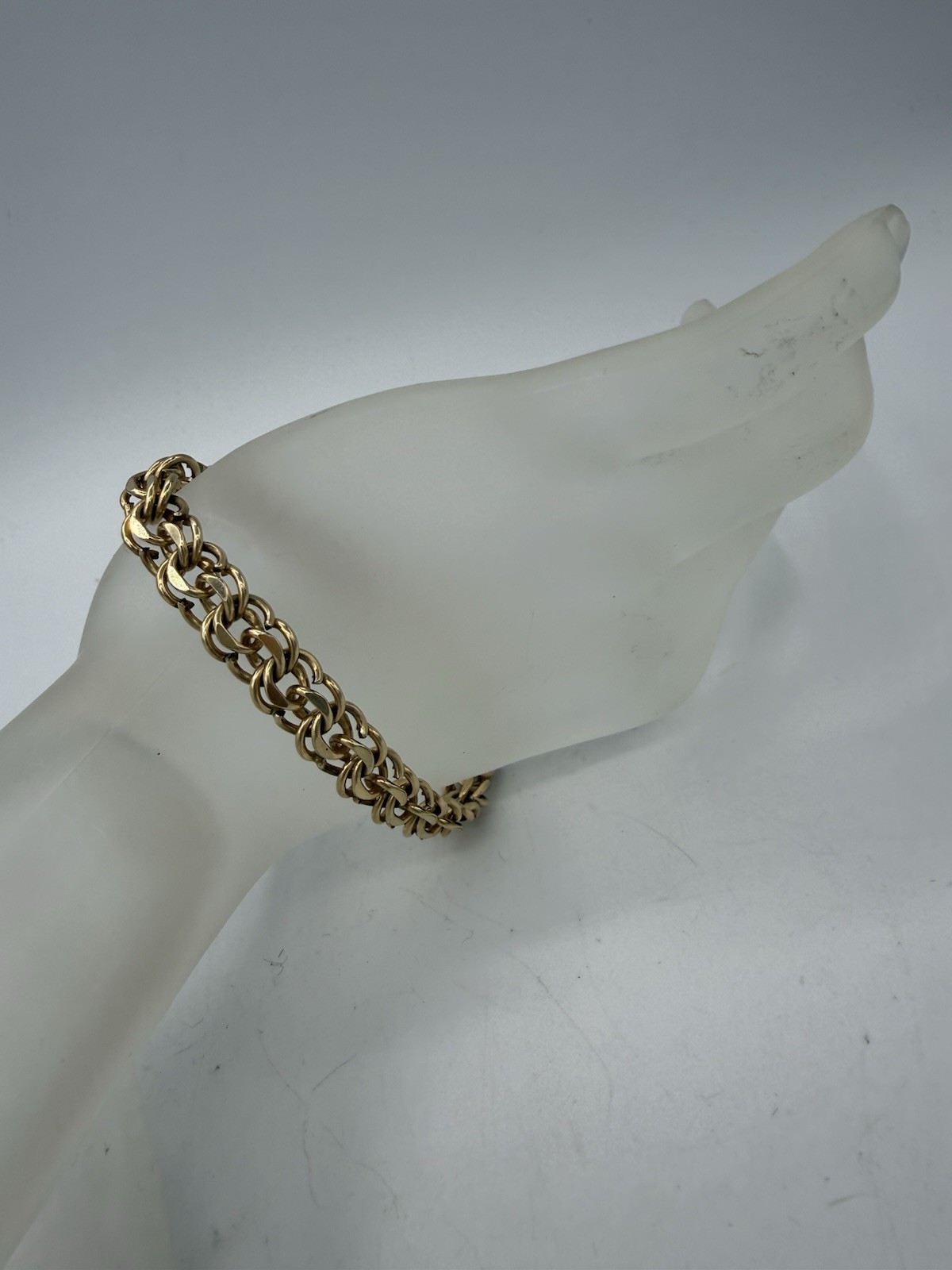 12K Gold Filled Vintage Double Link Charm Bracelet With Safety Chain 7.5in.