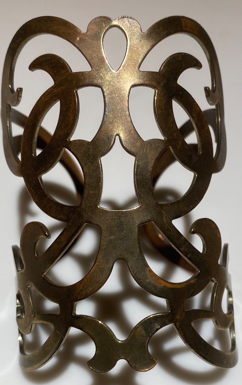 Vintage Antiqued Brass Cuff Gladiator Bracelet Ornate Coiled Braided Geometric