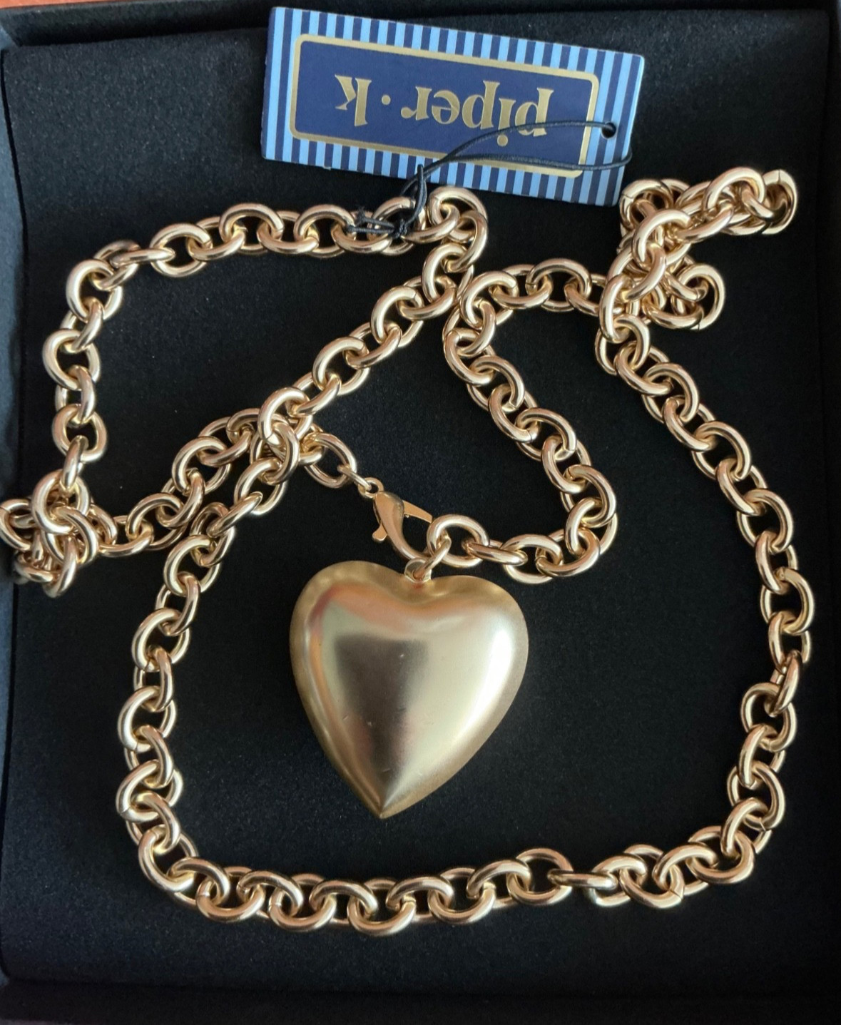 Piper. K gold tone heart pendant long necklace 34” NWT lead safe nickel free