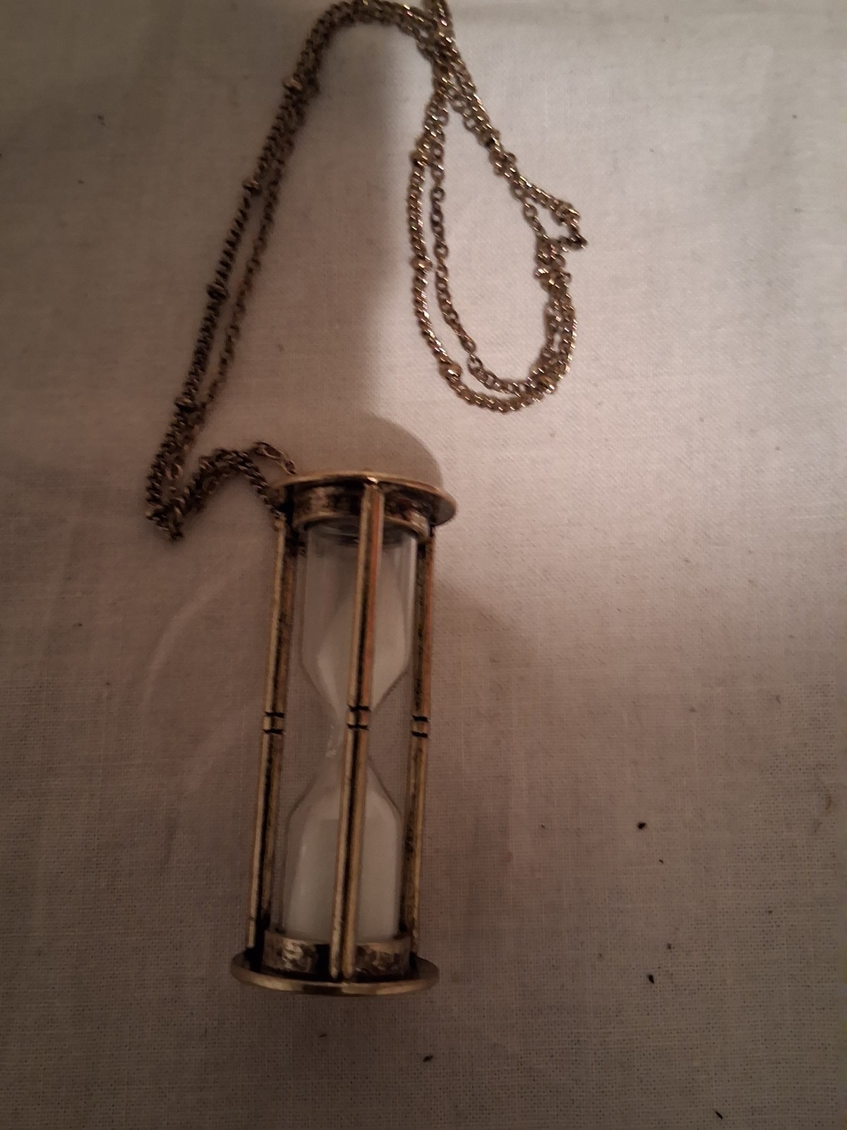 Vintage Hourglass, 3D Sand Timer, Necklace, 18” Chain